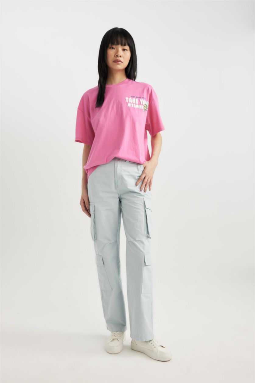 FEMME Rose T-Shirt Oversize Unisexe à Manches Courtes à Col Rond Imprimé au dos