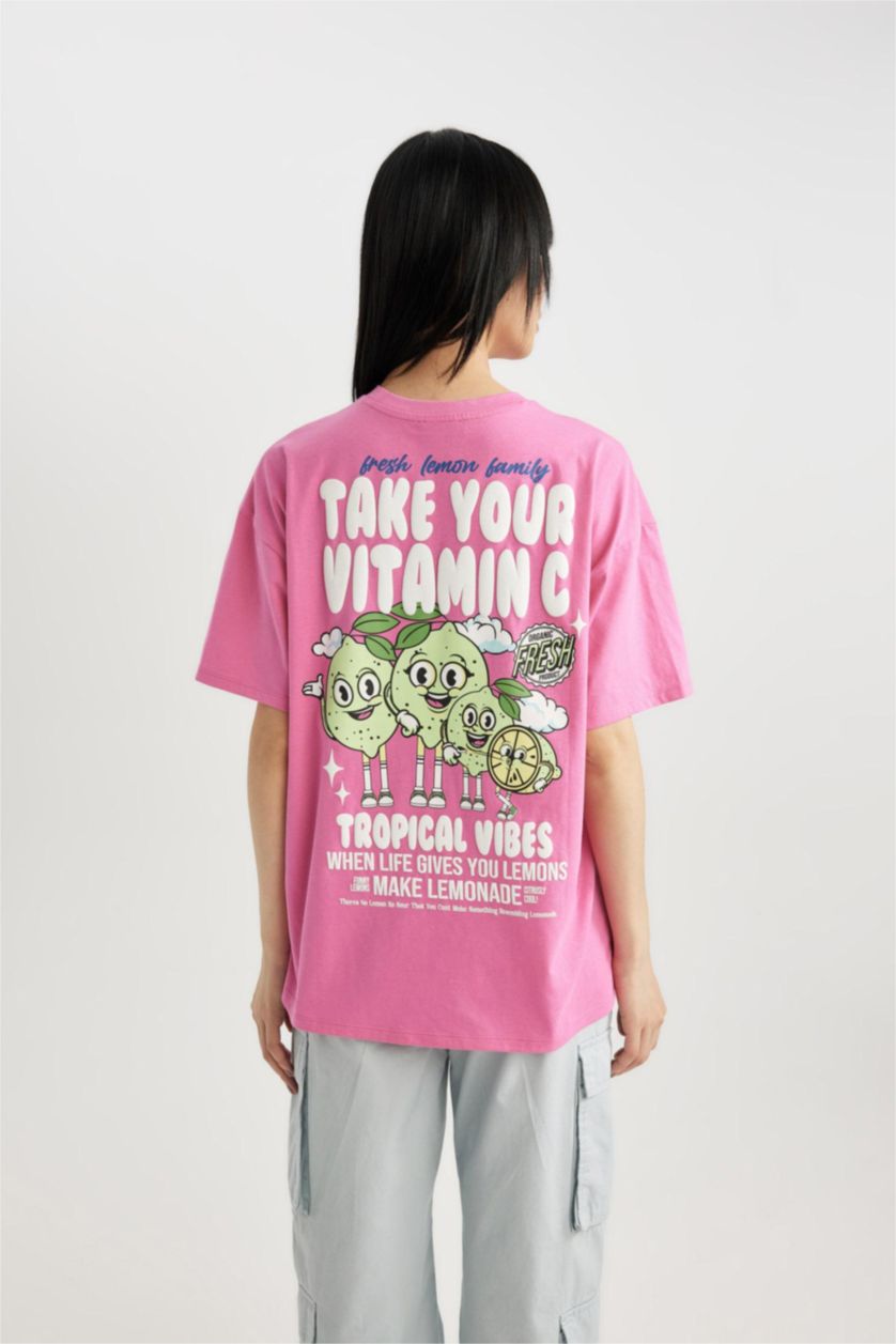 FEMME Rose T-Shirt Oversize Unisexe à Manches Courtes à Col Rond Imprimé au dos