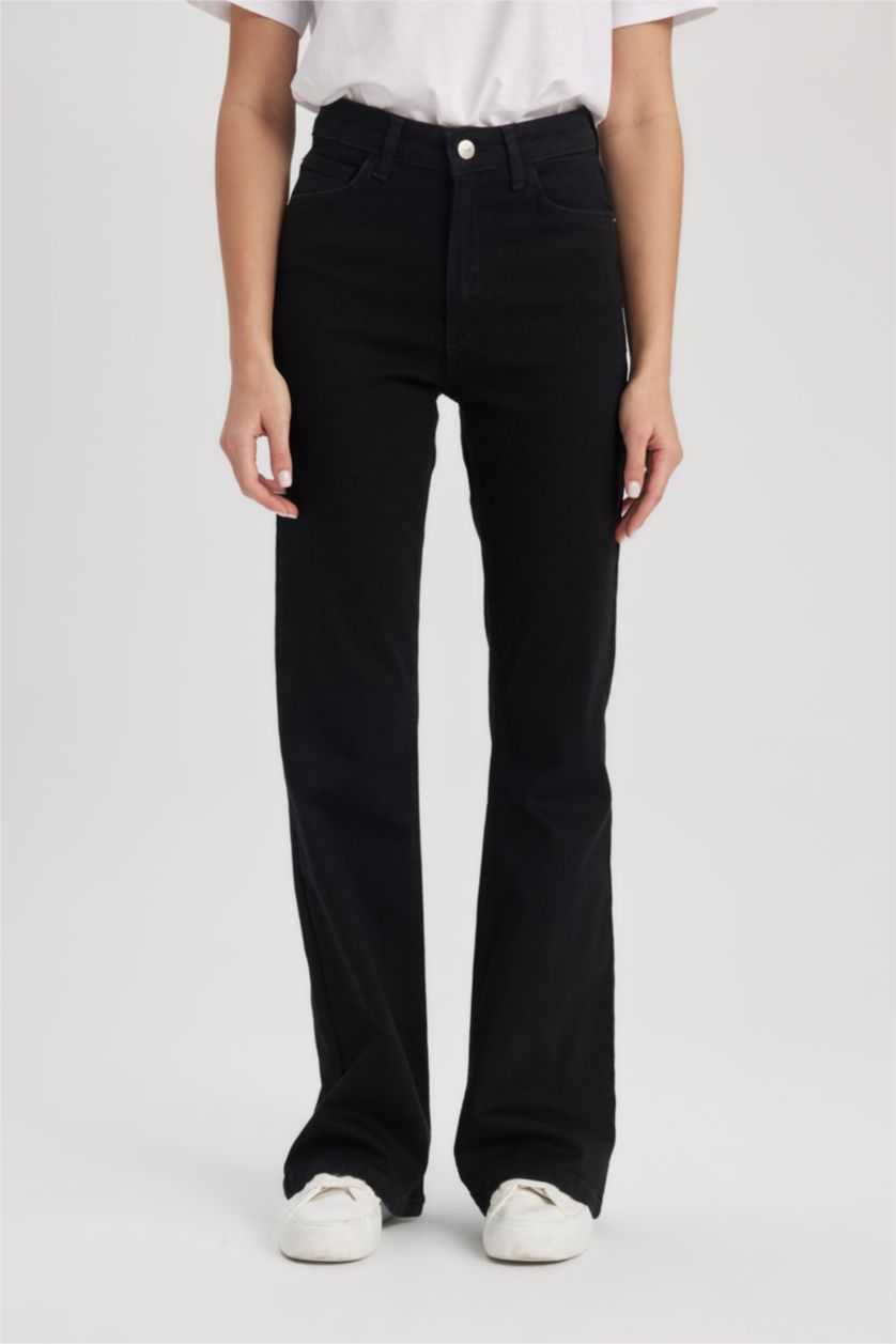 نساء أسود بنطرون جينز جارلس برجل واسع وخصر عادي