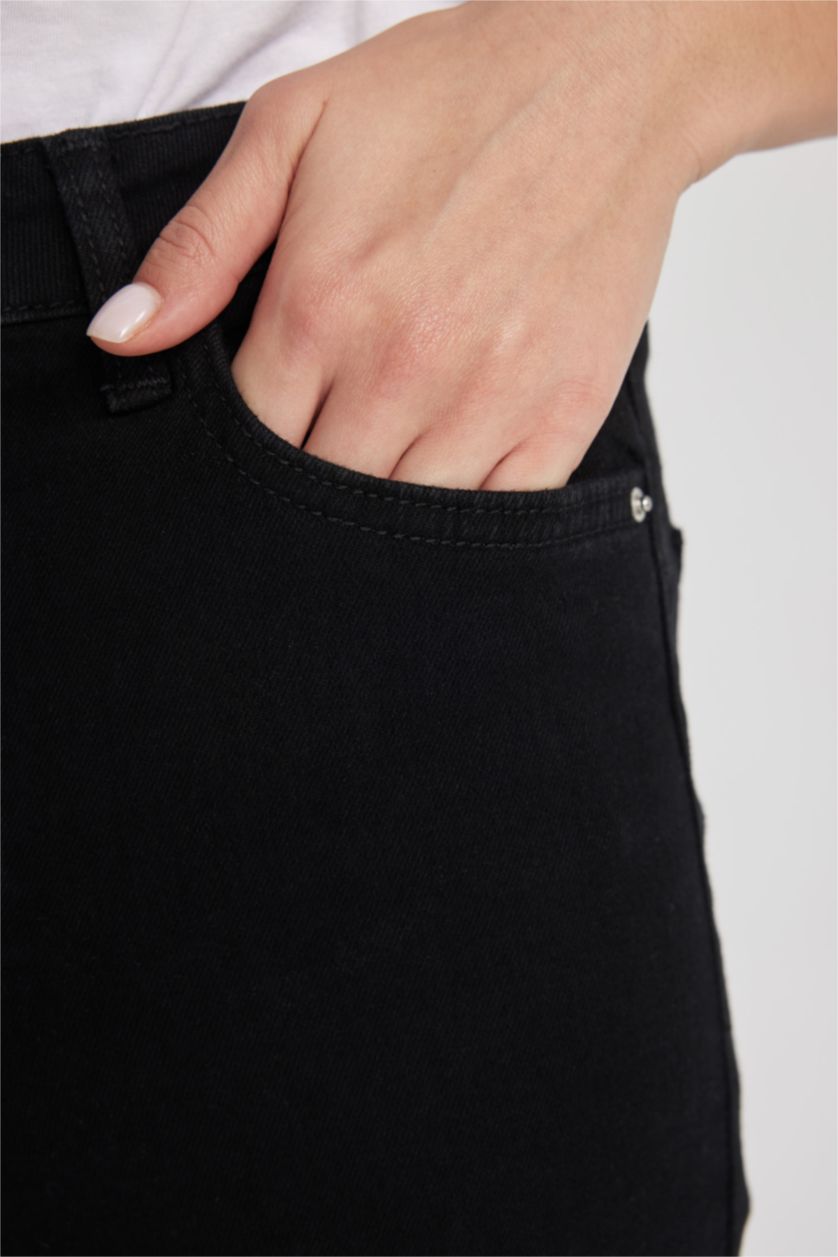 نساء أسود بنطرون جينز جارلس برجل واسع وخصر عادي