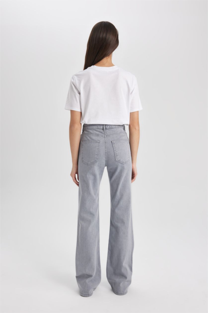 WOMAN Grey Mia Flare Fit Normal Waist Long Jeans