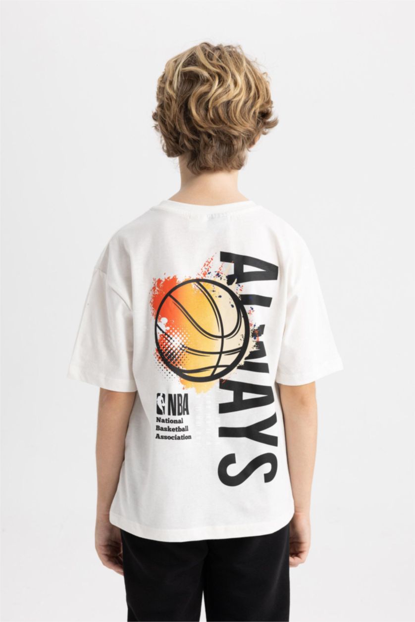 GARÇONS Écru T-Shirt Oversize à Col rond NBA Wordmark Pour Garçon