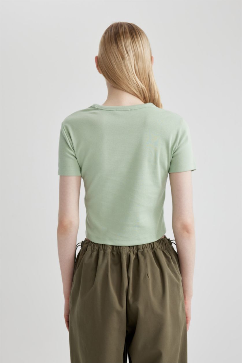 Kadın Mint Coool Fitted Baskılı Kısa Kollu Tişört