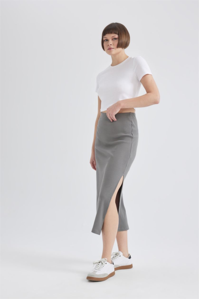 Женщины Серый Юбка миди со средней талией