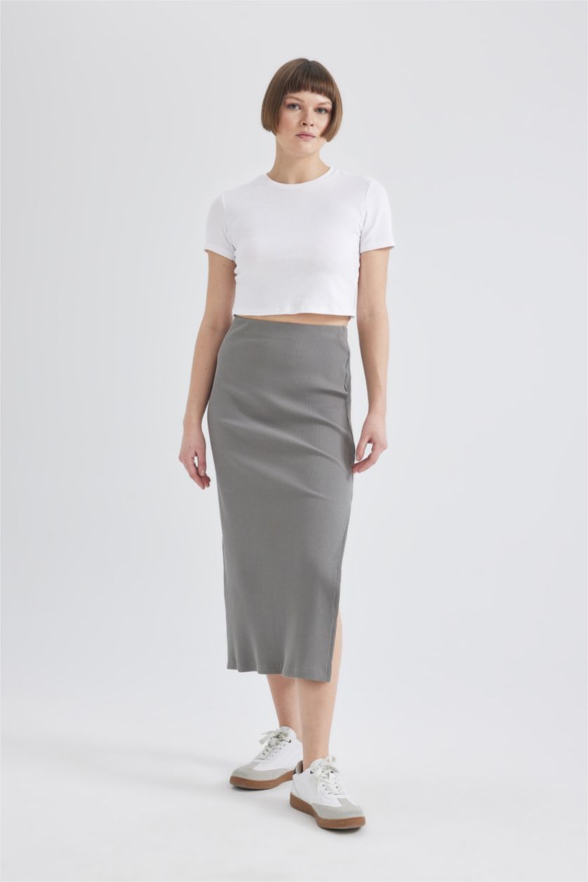 Женщины Серый Юбка миди со средней талией