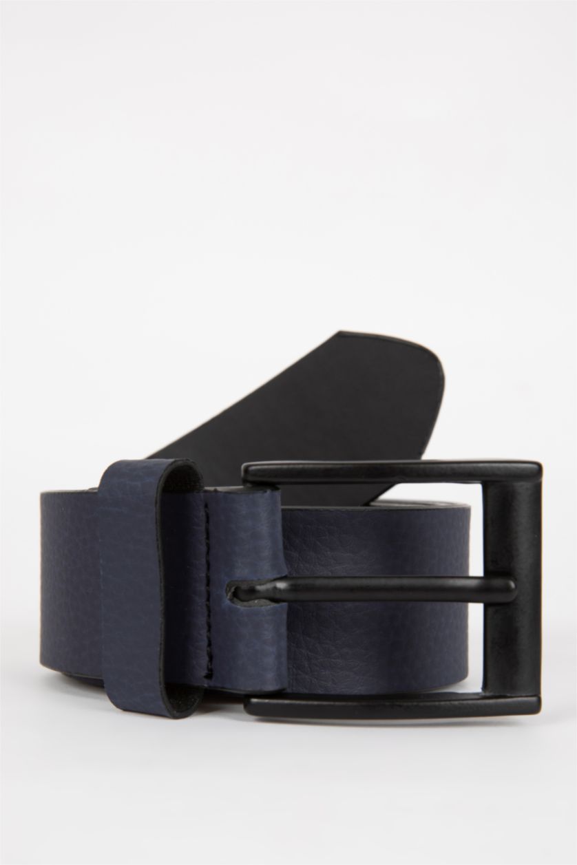 Erkek Lacivert Erkek Dikdörtgen Toka Suni Deri Günlük Kemer