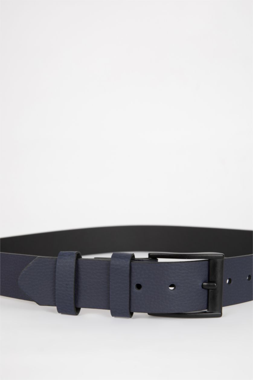 Erkek Lacivert Erkek Dikdörtgen Toka Suni Deri Günlük Kemer