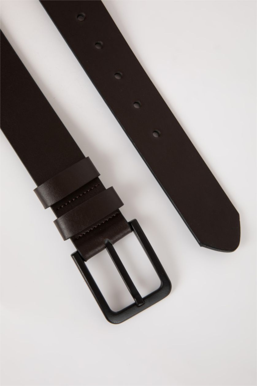 Erkek Kahve Erkek Dikdörtgen Toka Suni Deri Günlük Kemer