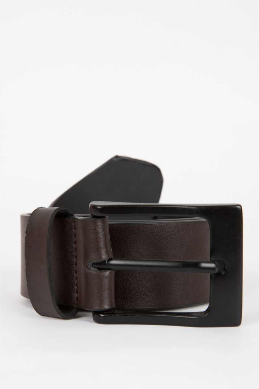 Erkek Kahve Erkek Dikdörtgen Toka Suni Deri Günlük Kemer