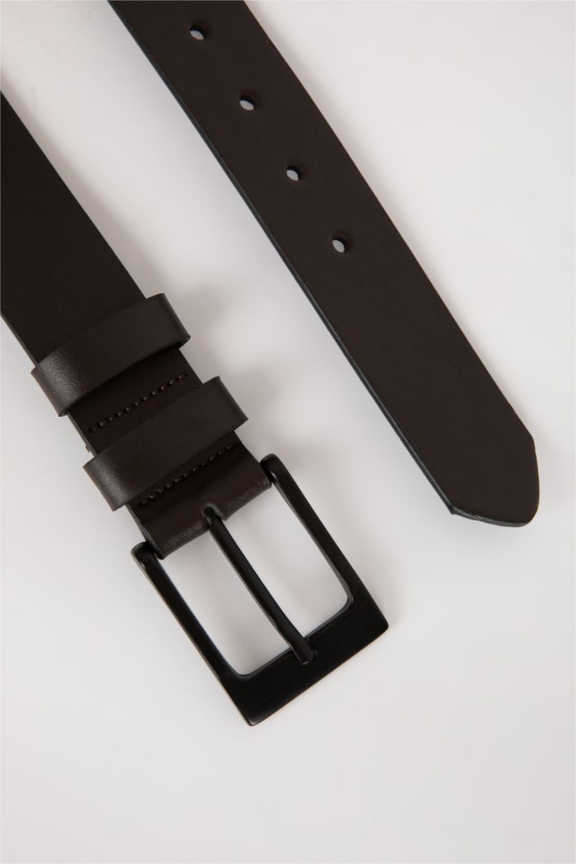 Erkek Kahve Erkek Dikdörtgen Toka Suni Deri Günlük Kemer