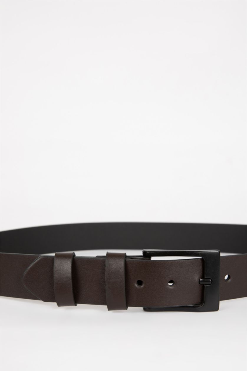 Erkek Kahve Erkek Dikdörtgen Toka Suni Deri Günlük Kemer