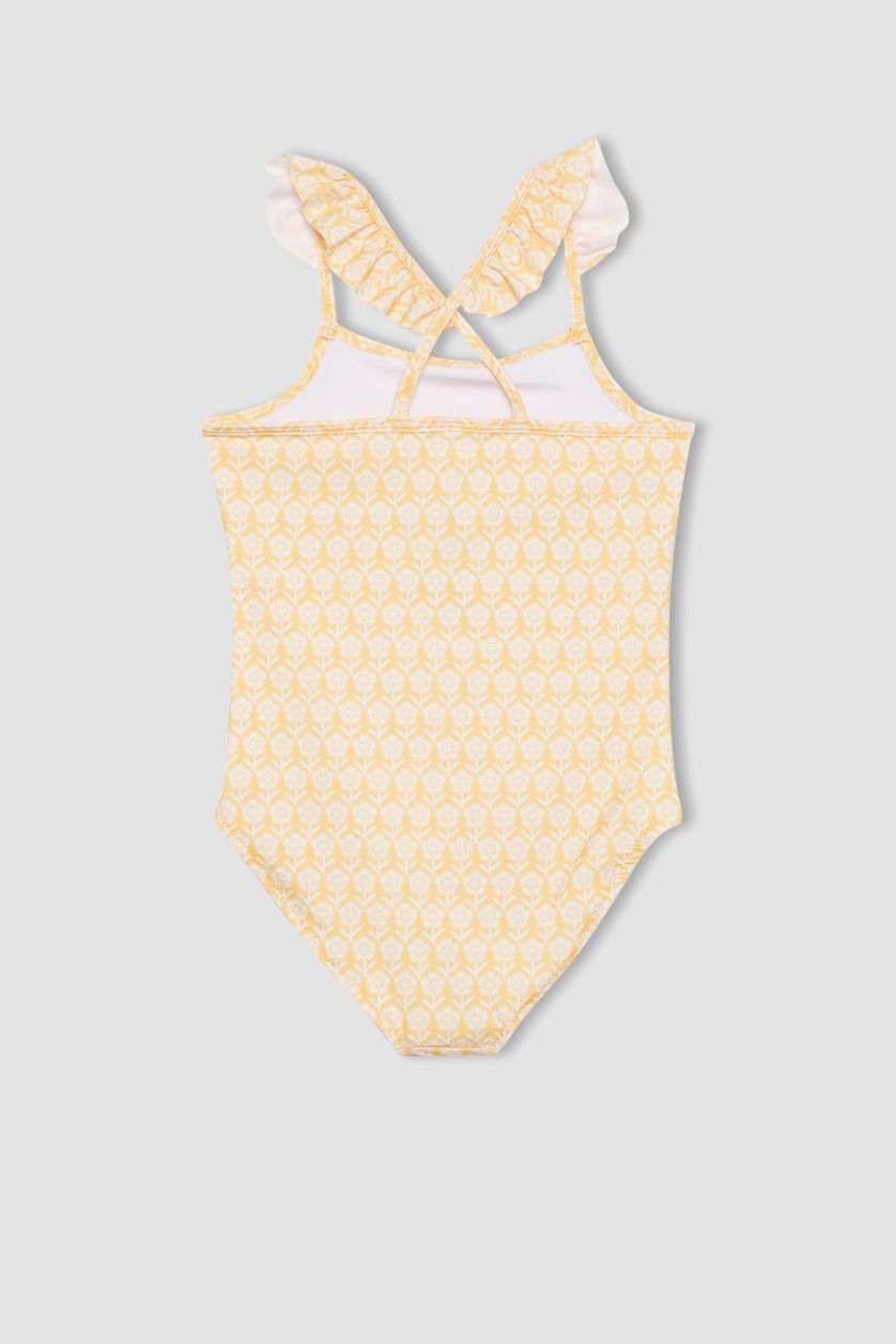 Girls & Teens Yellow Girl Floral Patterned Swimsuit