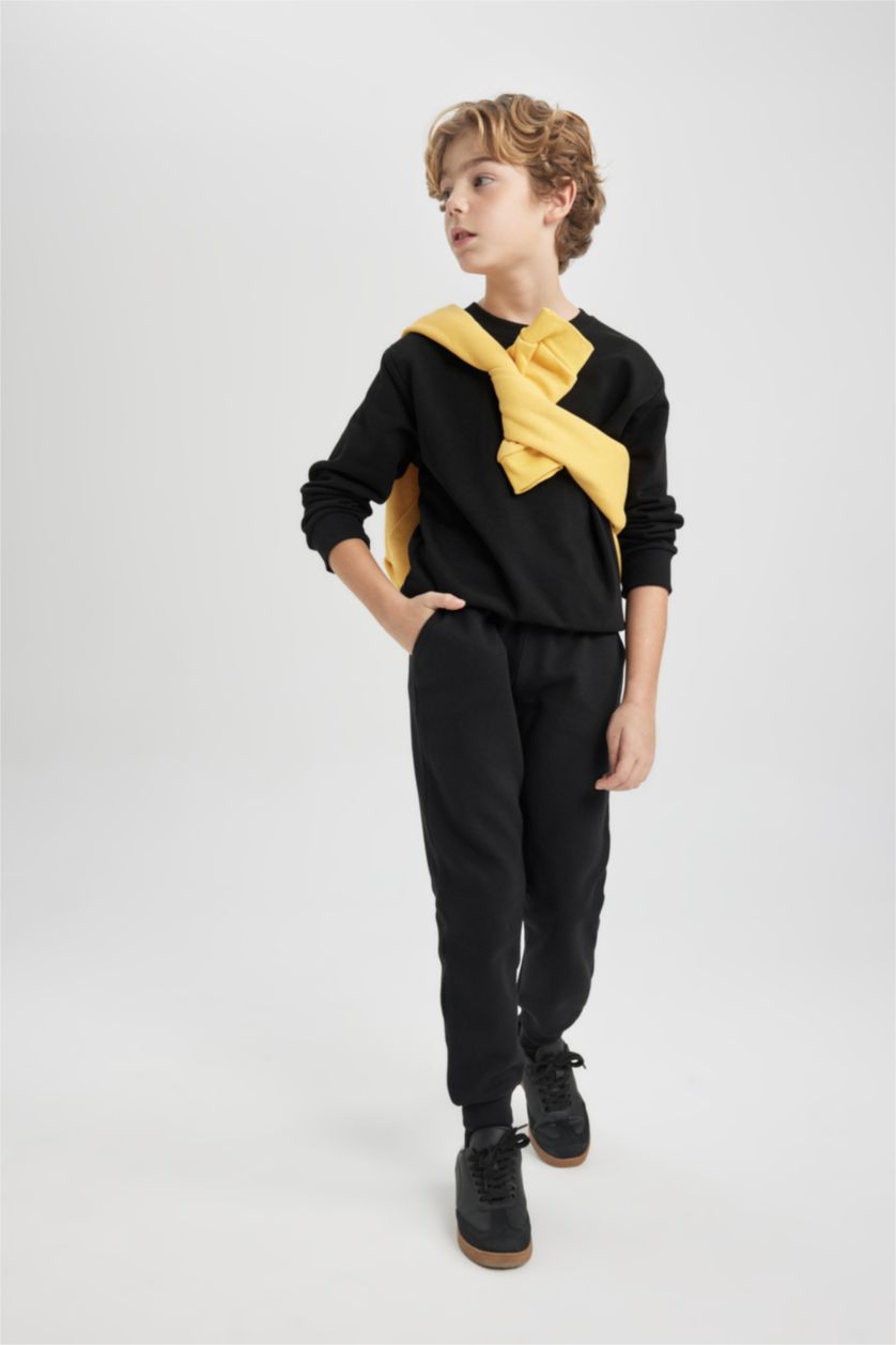 GARÇONS Noir Sweatshirt coupe régulière à Col Rond Pour Garçon