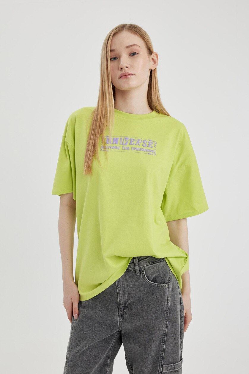FEMME Vert Clair T-shirt à manches courtes Coupe Oversize