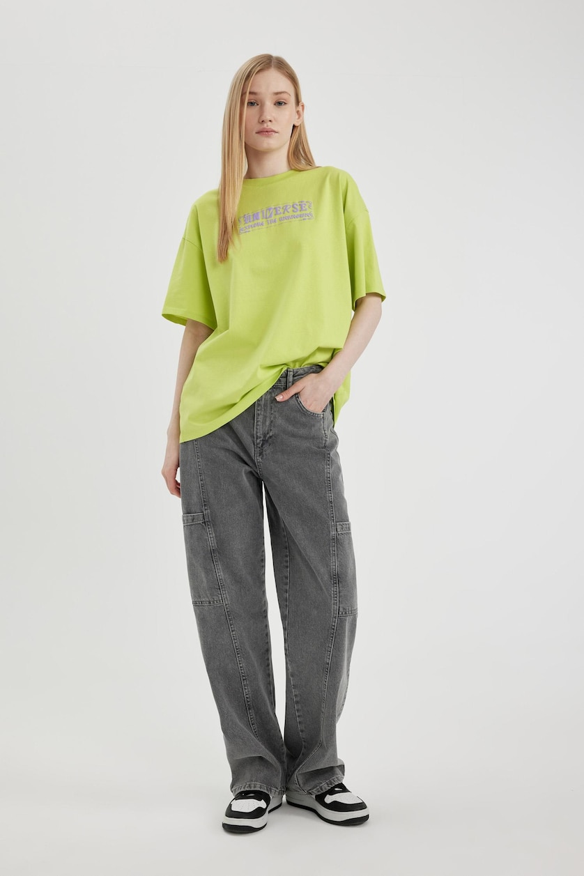 FEMME Vert Clair T-shirt à manches courtes Coupe Oversize