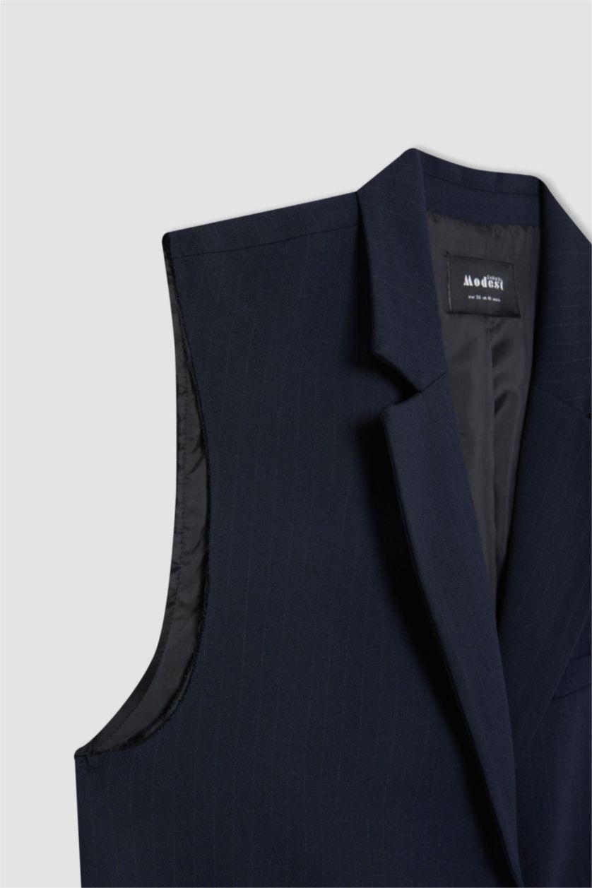 Kadın Lacivert Kolsuz Blazer Ceket Yelek