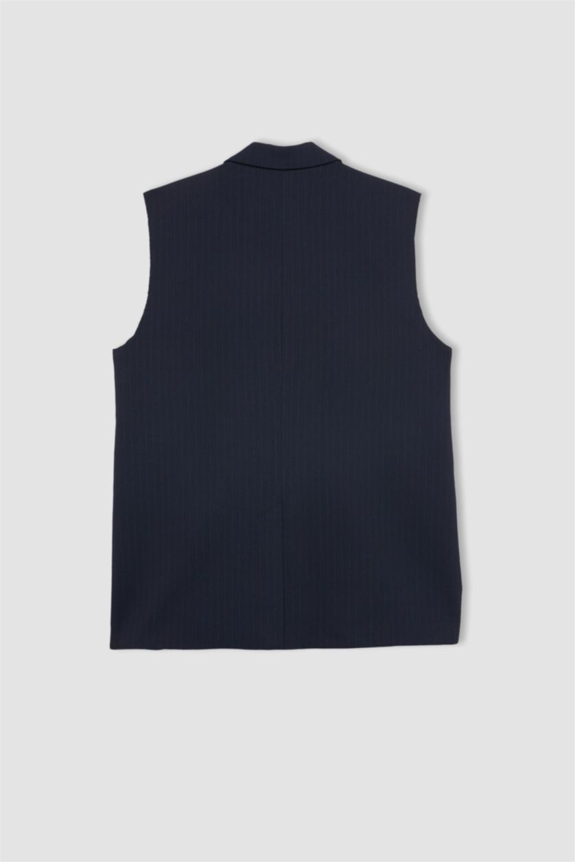 Kadın Lacivert Kolsuz Blazer Ceket Yelek