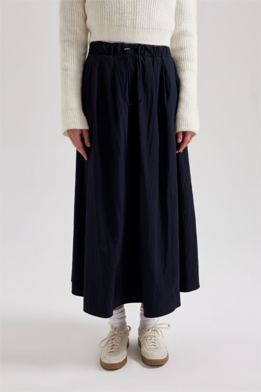 WOMAN NAVY A Cut Skirt