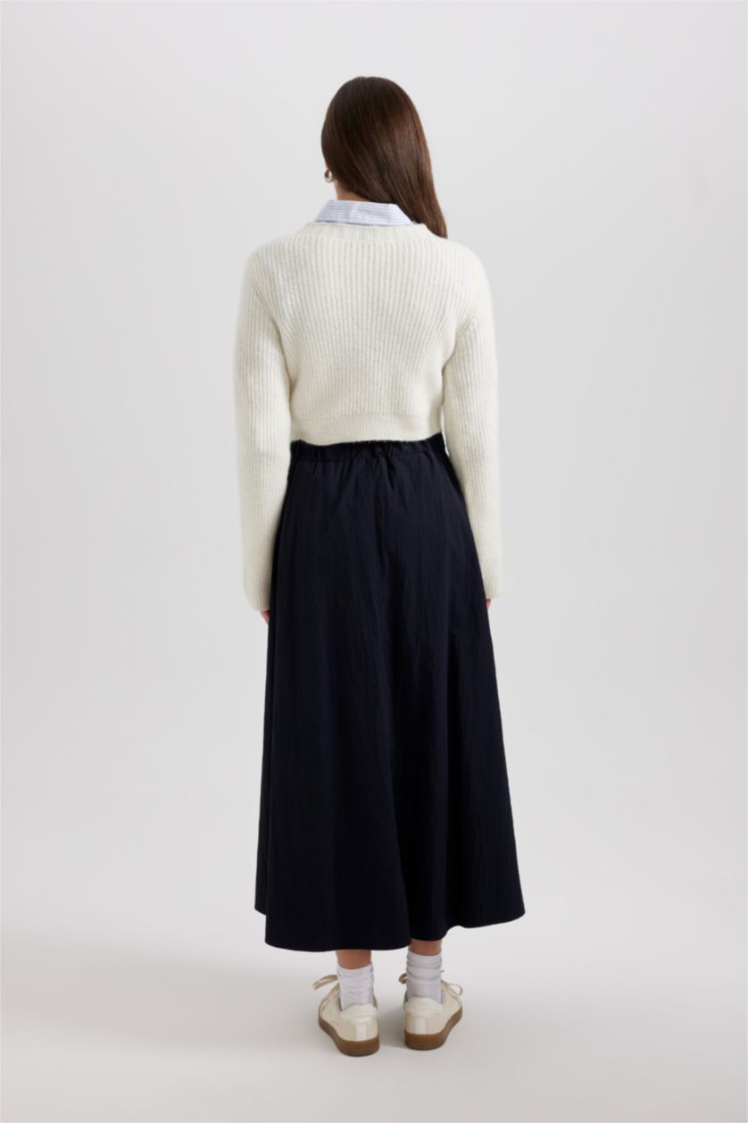 WOMAN NAVY A Cut Skirt