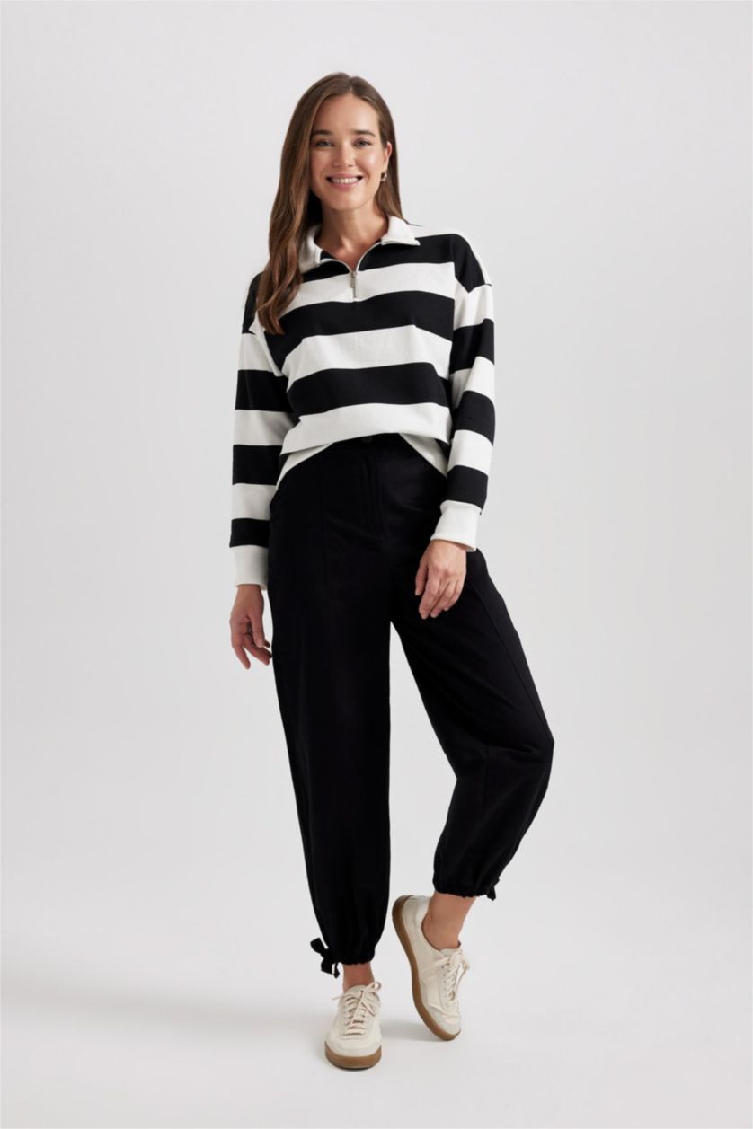 نساء أسود بنطلون سادة جوجر فيت