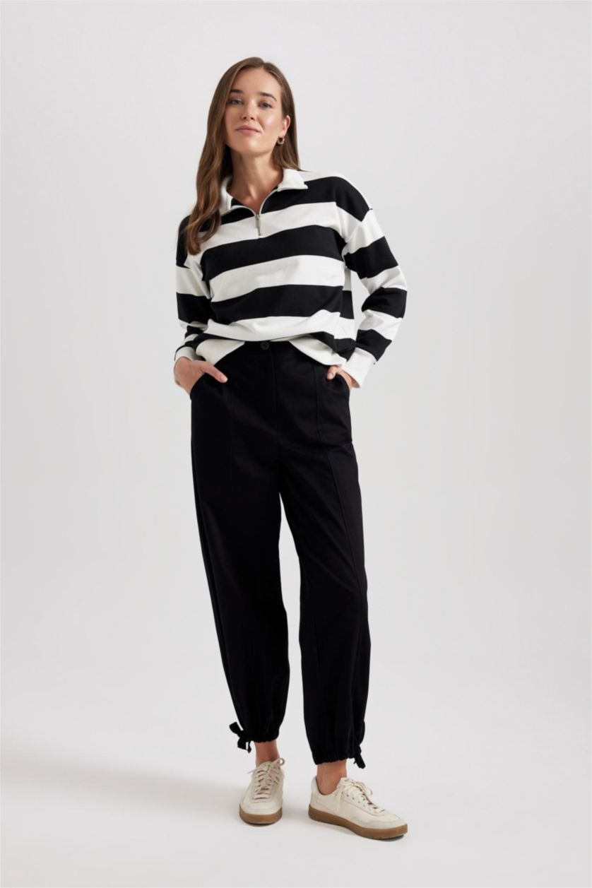 نساء أسود بنطلون سادة جوجر فيت