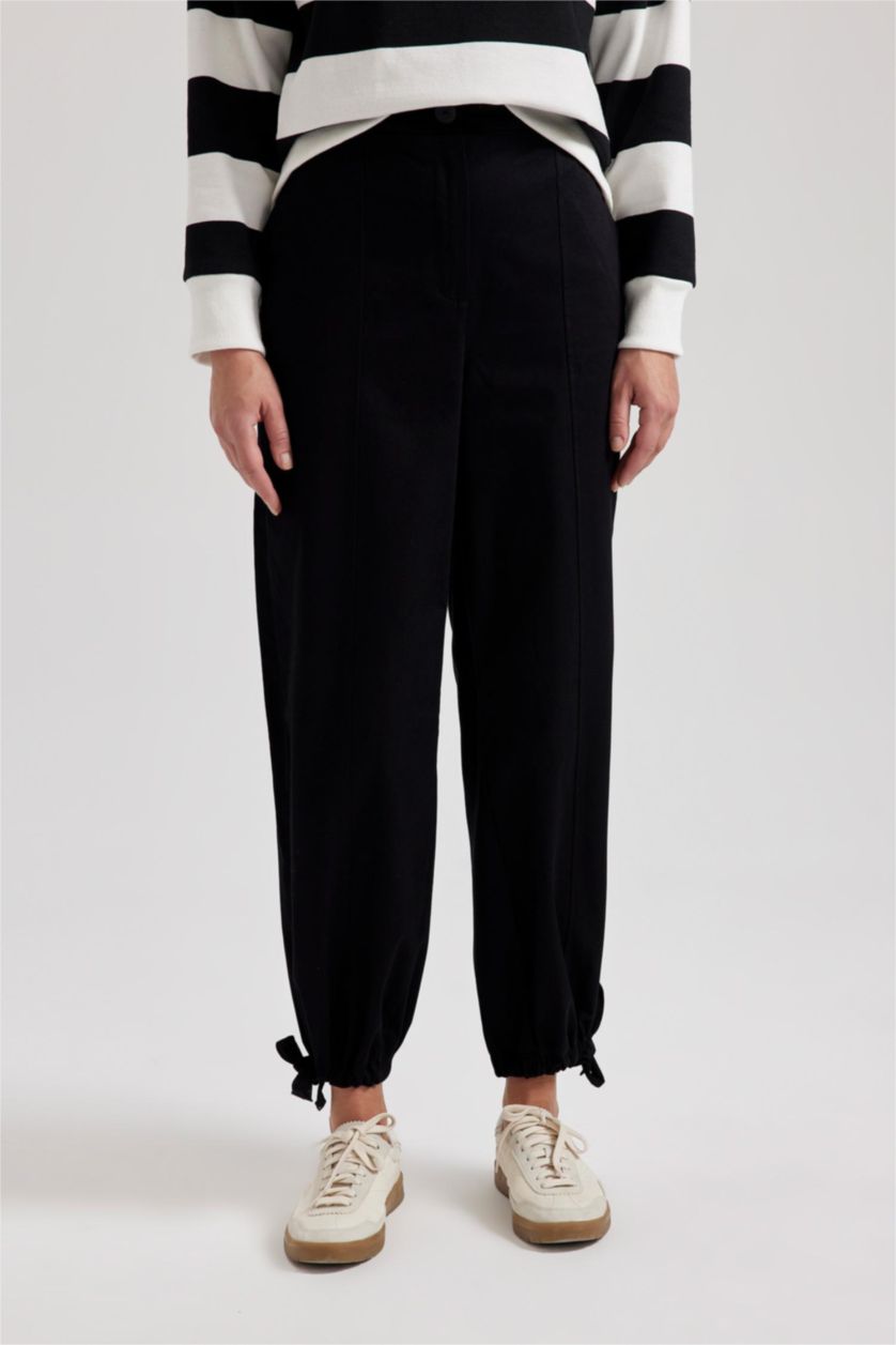 نساء أسود بنطلون سادة جوجر فيت