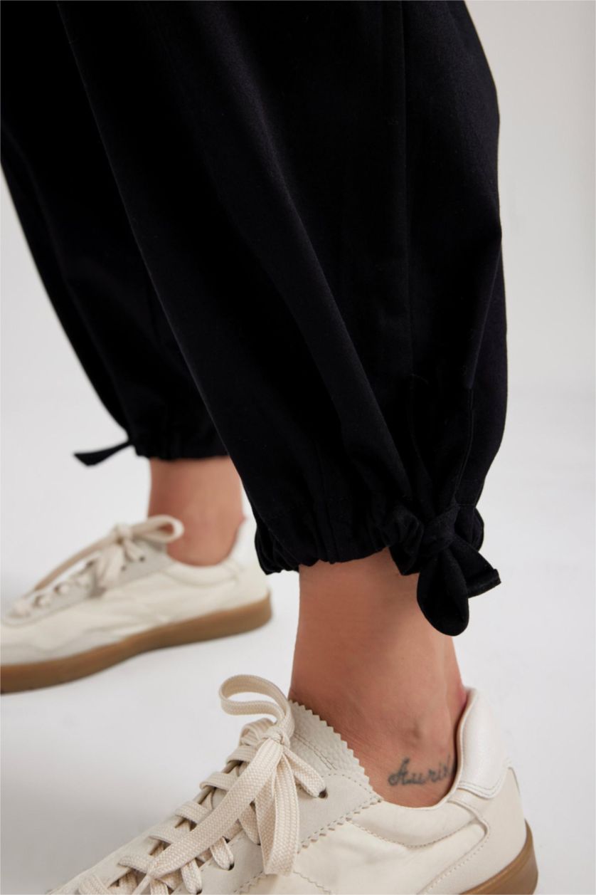 نساء أسود بنطلون سادة جوجر فيت