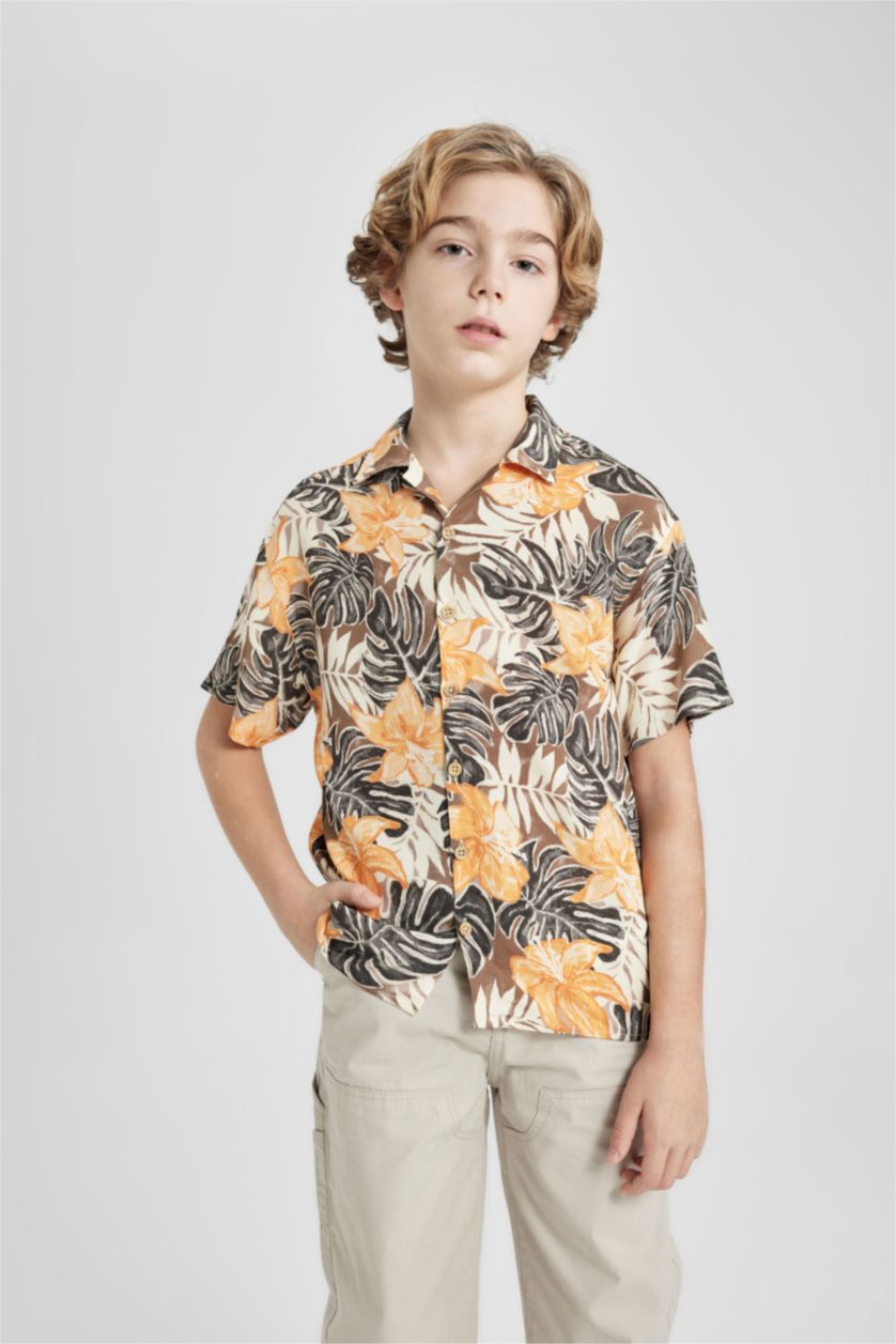 أولادي بني قميص بولو اولادي نص كم فيسكوز اوفر سايز