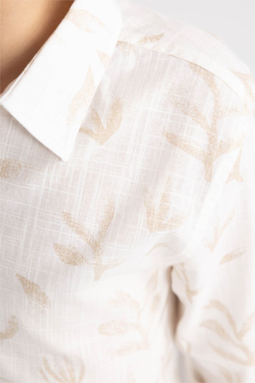 BOYS & TEENS White Boy Patterned Long Sleeve Shirt