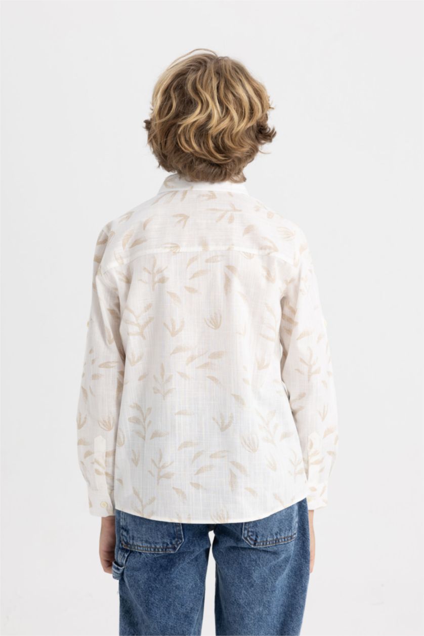 BOYS & TEENS White Boy Patterned Long Sleeve Shirt