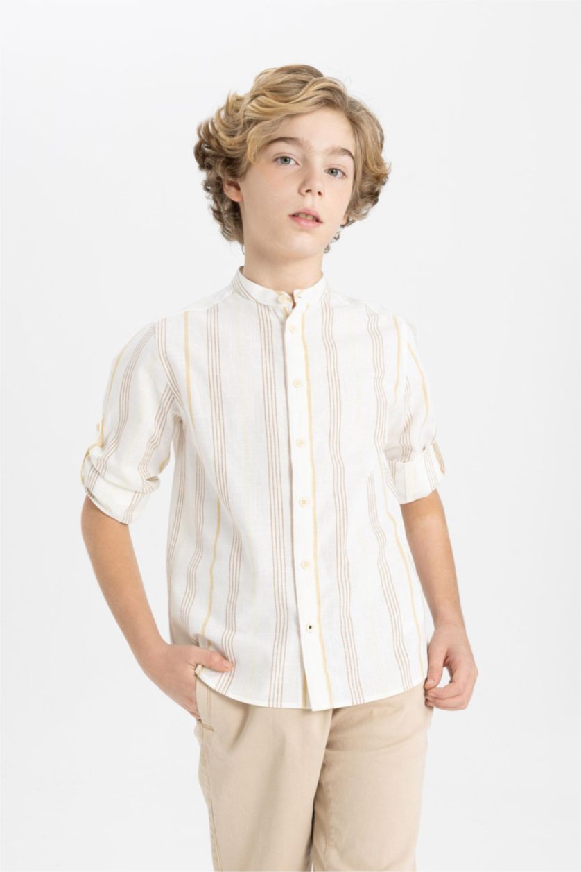 BOYS & TEENS Sand Boy Stand Collar Long Sleeve Shirt
