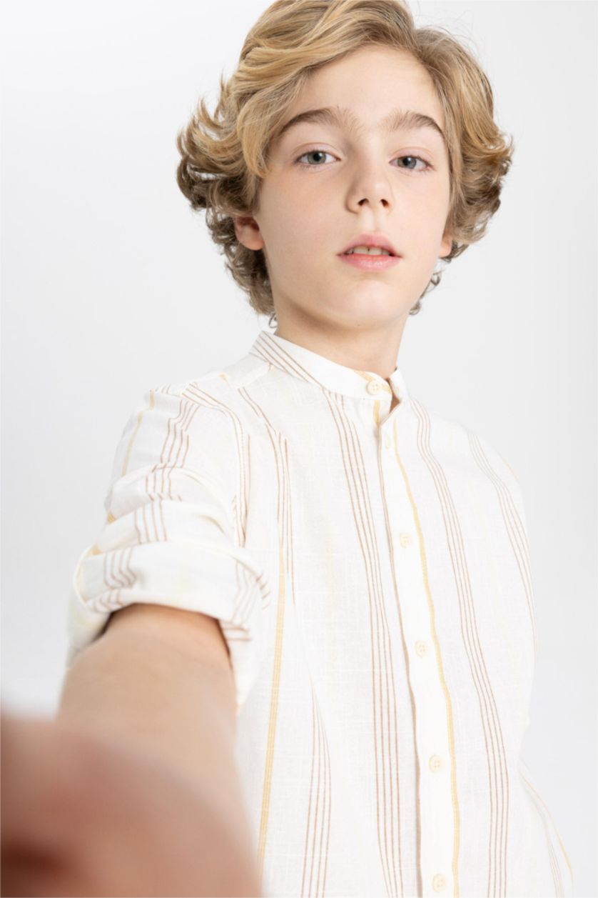 BOYS & TEENS Sand Boy Stand Collar Long Sleeve Shirt