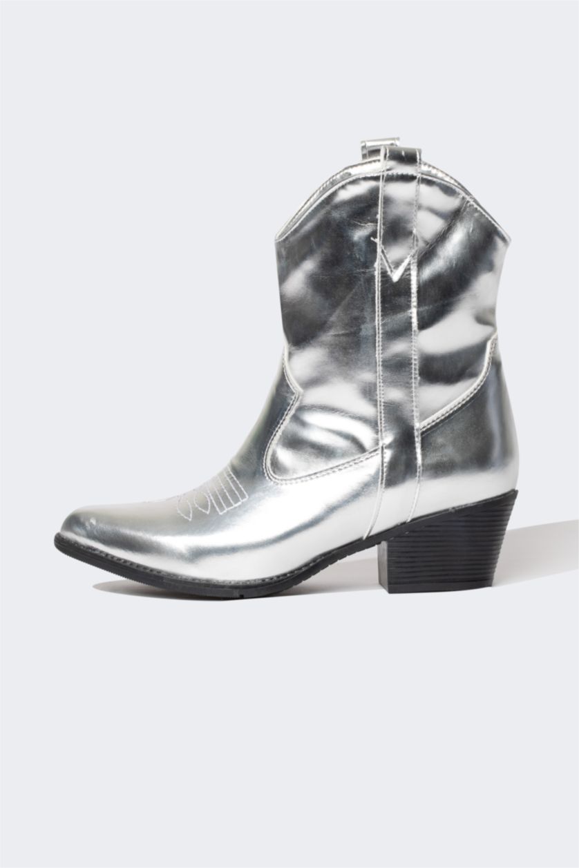 WOMAN Light Grey Melange Faux Leather High Sole Boots