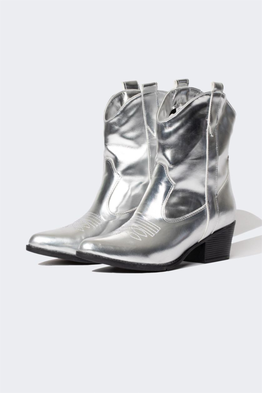 WOMAN Light Grey Melange Faux Leather High Sole Boots