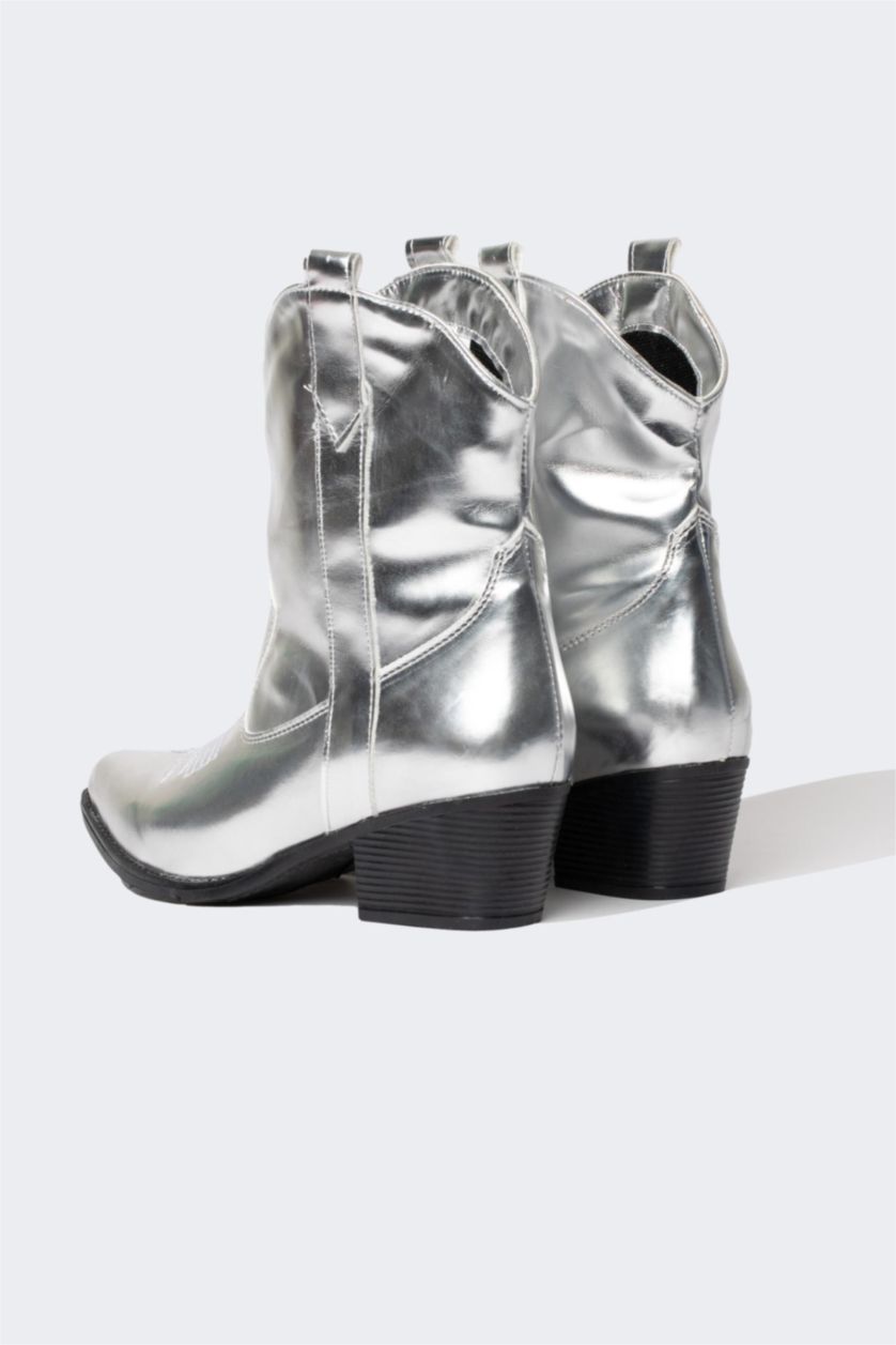 WOMAN Light Grey Melange Faux Leather High Sole Boots
