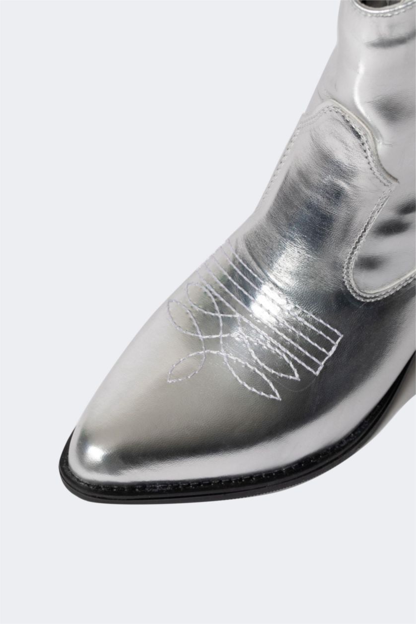 WOMAN Light Grey Melange Faux Leather High Sole Boots