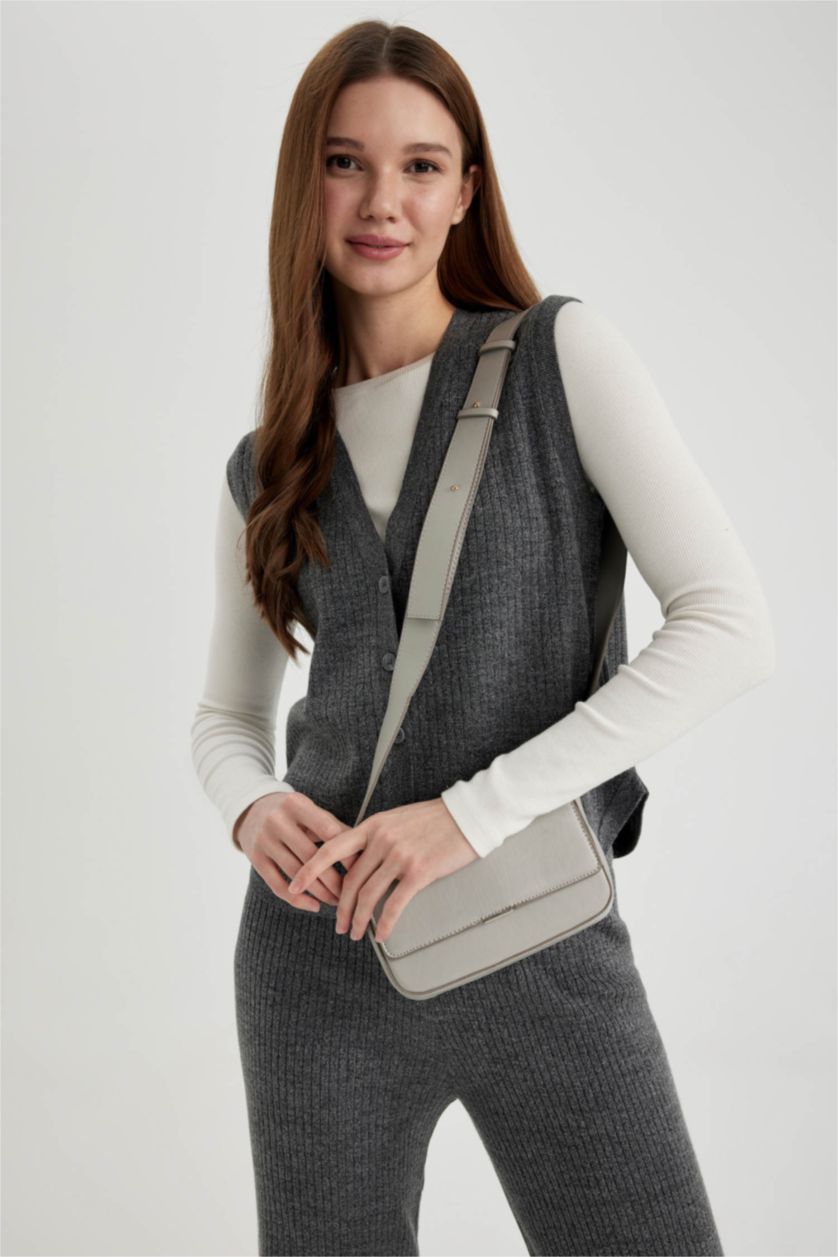 نساء رمادي شنطة كروس بودي نسائي جلد صناعي