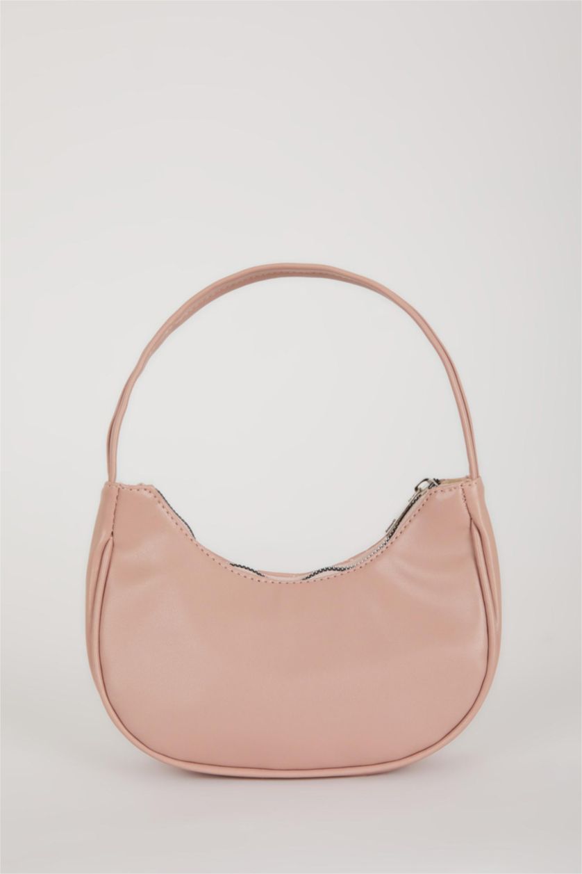 Kadın Açık Pembe Kadın Zımba Detaylı Suni Deri Omuz Çantası