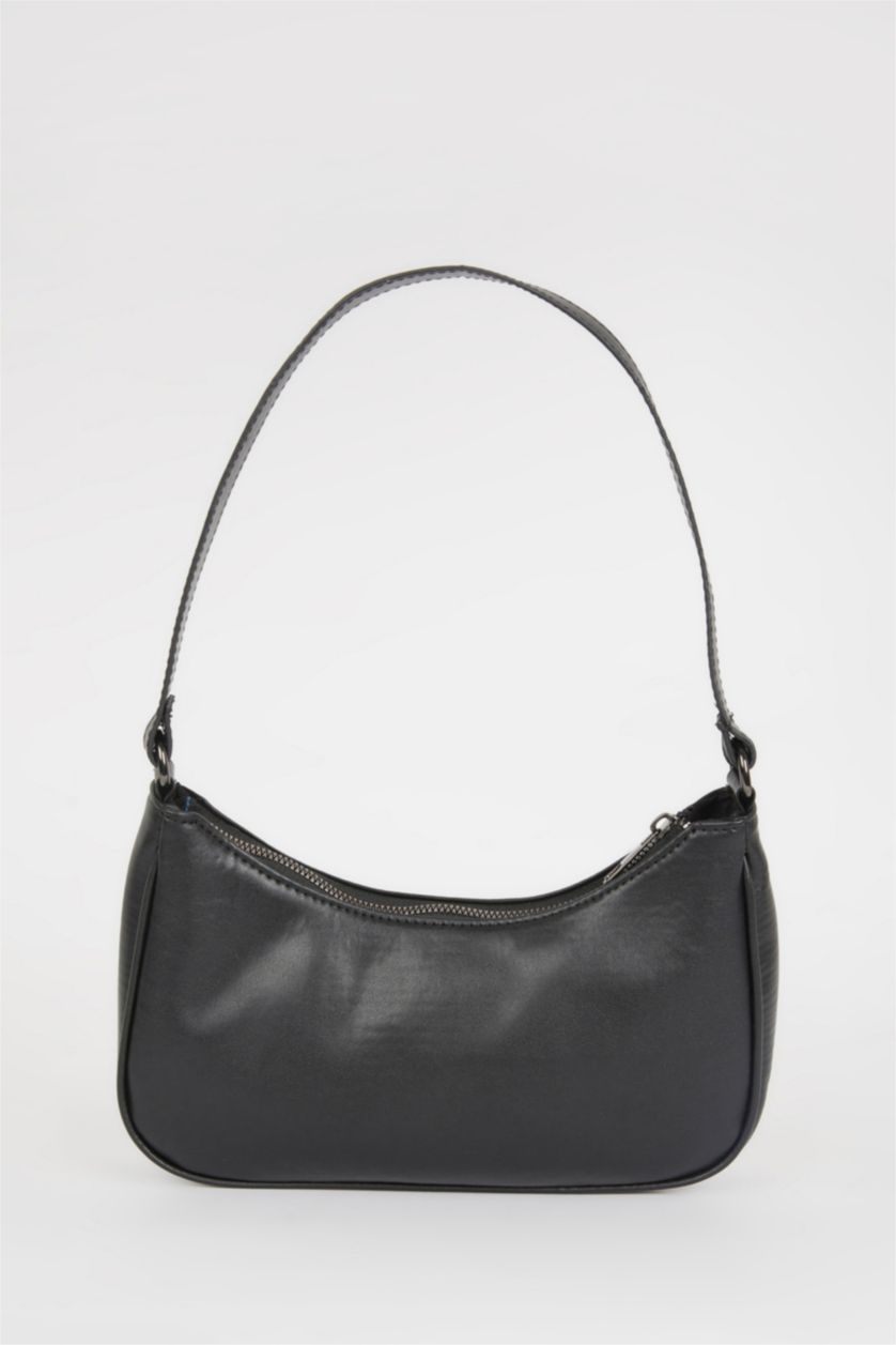 WOMAN Black Faux Leather Shoulder bag