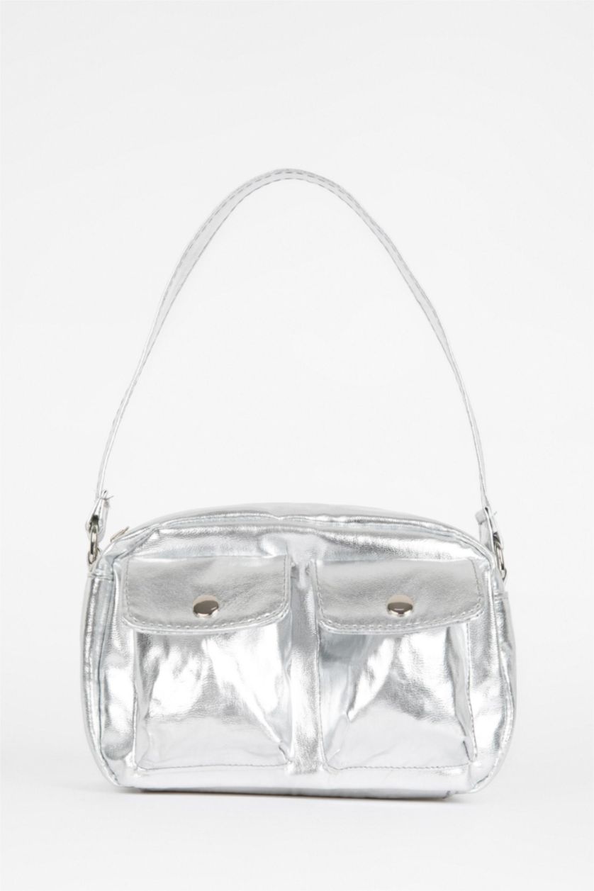 WOMAN SILVER Woman Faux Leather Handbag