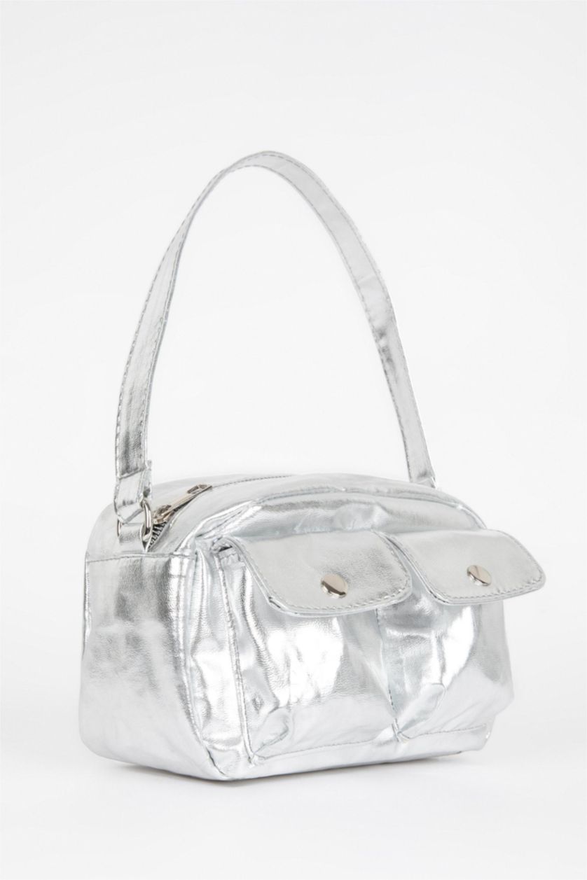 WOMAN SILVER Woman Faux Leather Handbag