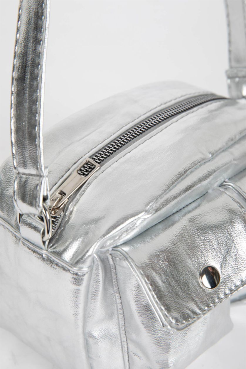 WOMAN SILVER Woman Faux Leather Handbag