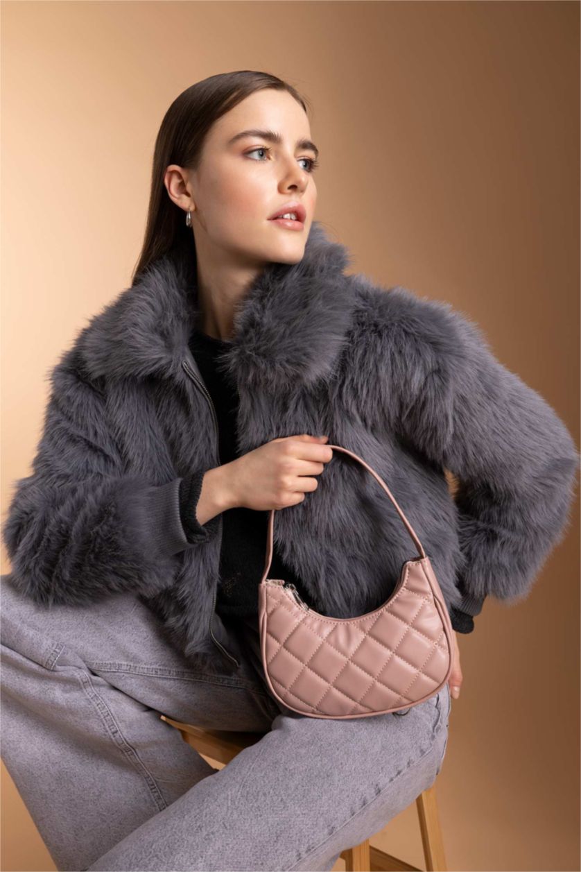 Woman Light Pink Faux Leather Shoulder bag