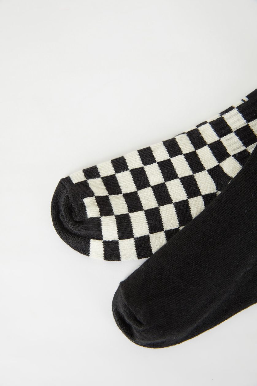 FILLES Noir Chaussettes Longues Coton pour Fille - 2 Paires