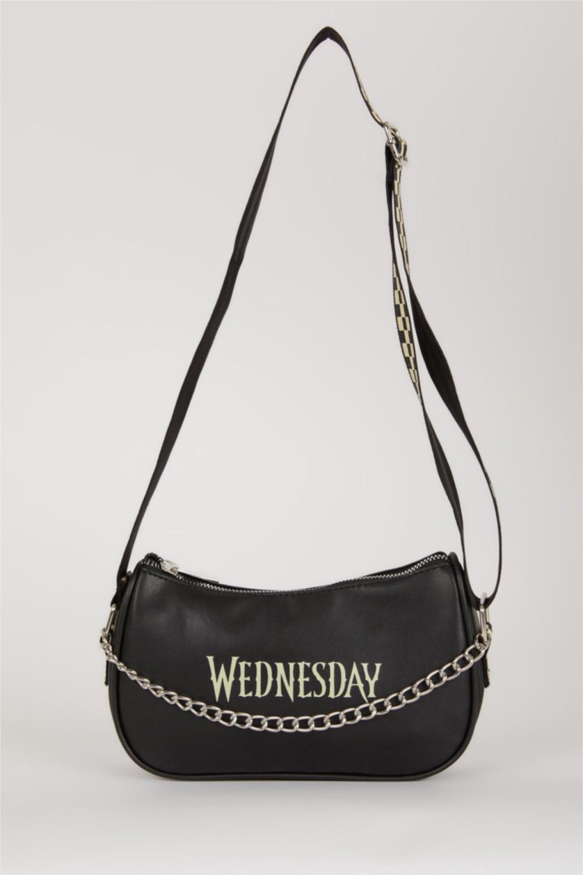 GIRLS & TEENS Black Wednesday Licensed Faux Leather Crossbody Bag