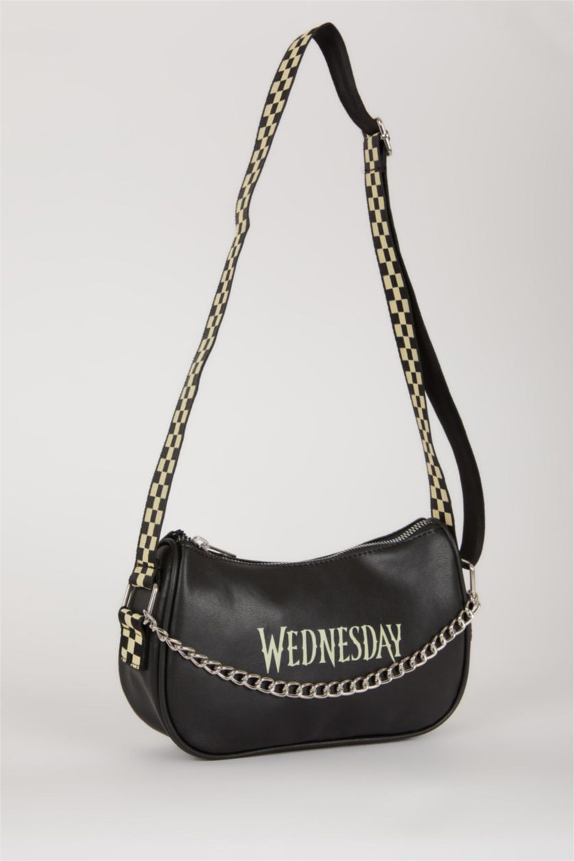 GIRLS & TEENS Black Wednesday Licensed Faux Leather Crossbody Bag