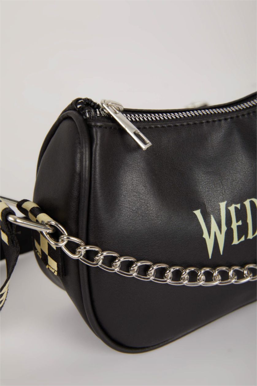 GIRLS & TEENS Black Wednesday Licensed Faux Leather Crossbody Bag