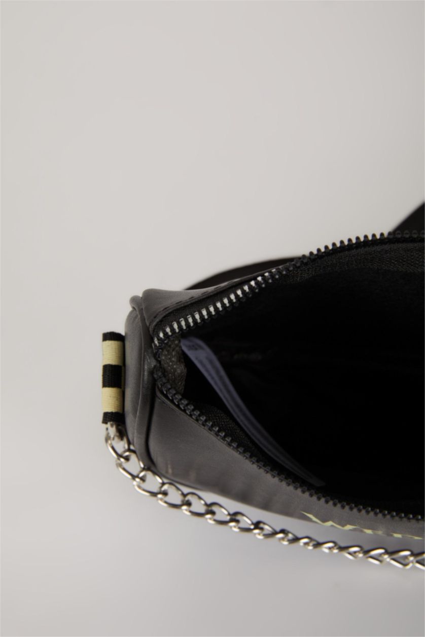 GIRLS & TEENS Black Wednesday Licensed Faux Leather Crossbody Bag