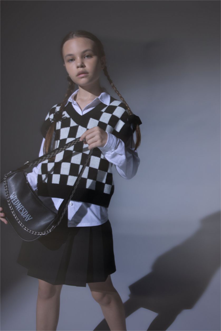 GIRLS & TEENS Black Wednesday Licensed Faux Leather Crossbody Bag