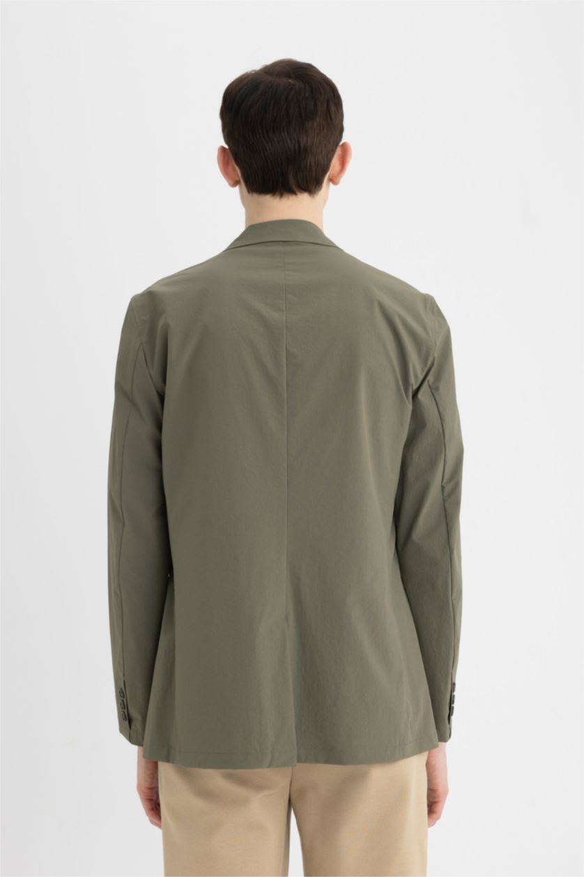 MAN Dark Khaki Regular Fit Buttoned Lined Basic Blazer Jacket